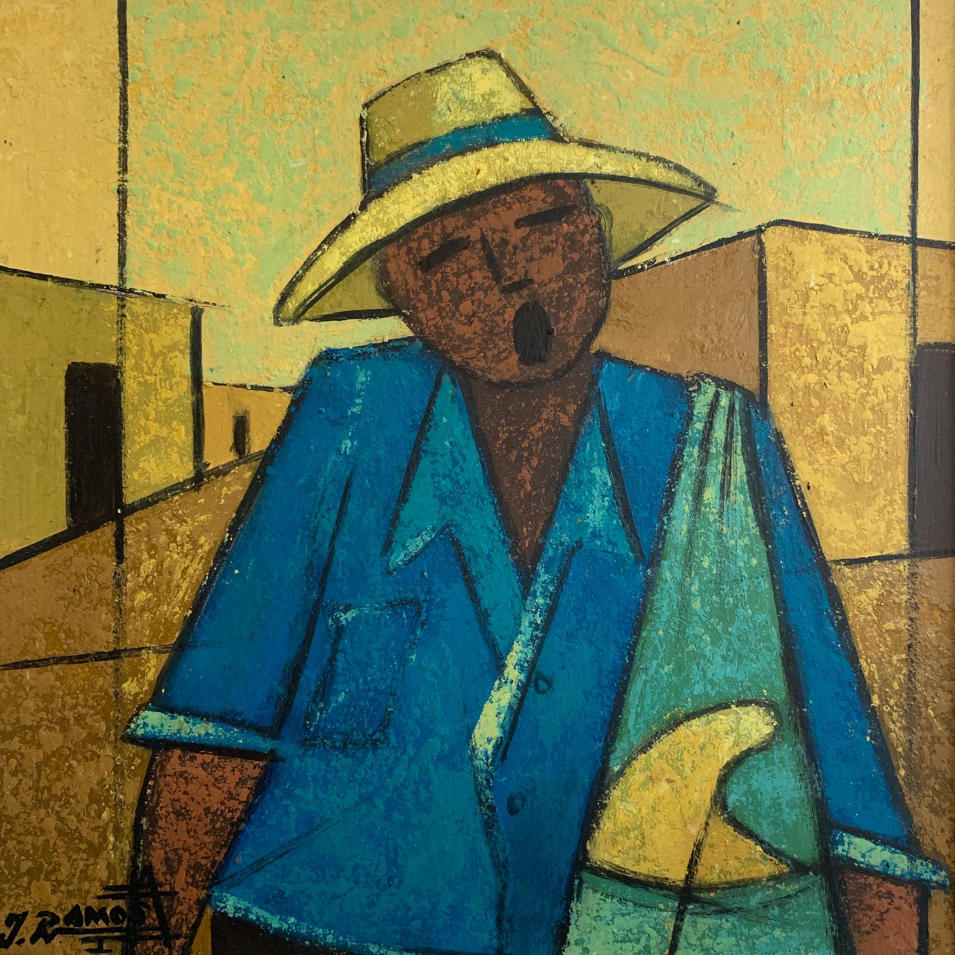 "Cantante" by Joaquin Ramos Alarcon, pigments on board, 30x30cm, 2010