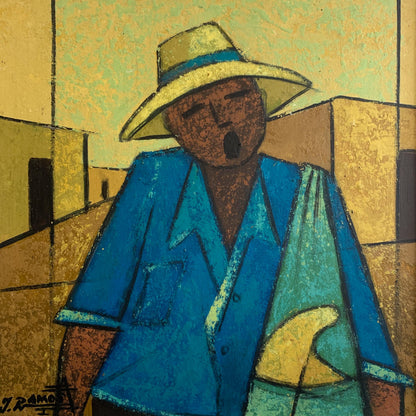 "Cantante" by Joaquin Ramos Alarcon, pigments on board, 30x30cm, 2010