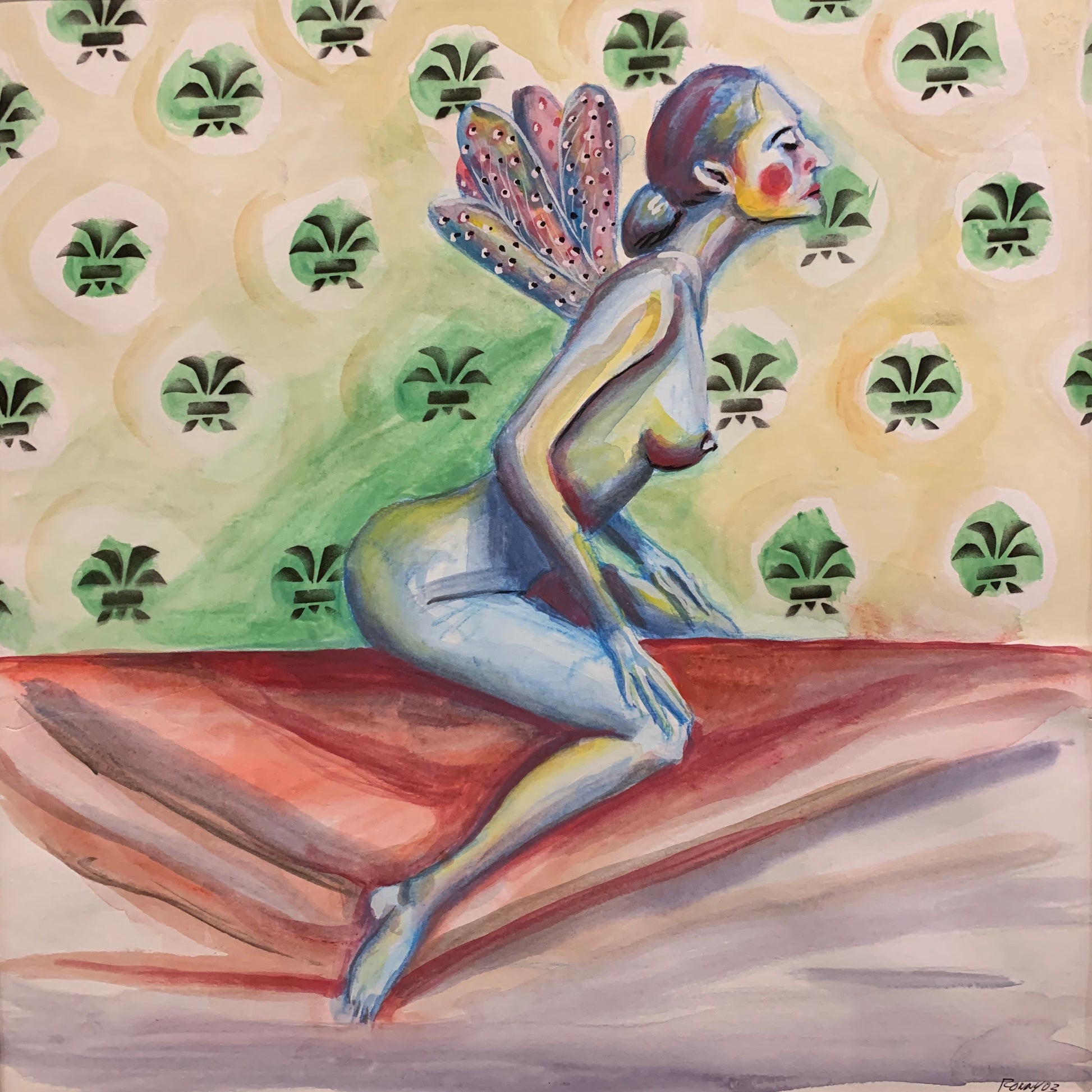 "Woman with wings"(Mujer alada), Ronaldinhos Navarro, watercolor on paper, 45x45cm