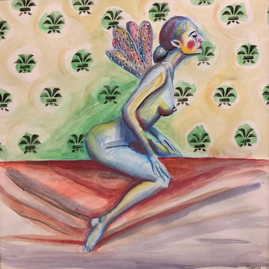 "Woman with wings"(Mujer alada), Ronaldinhos Navarro, watercolor on paper, 45x45cm